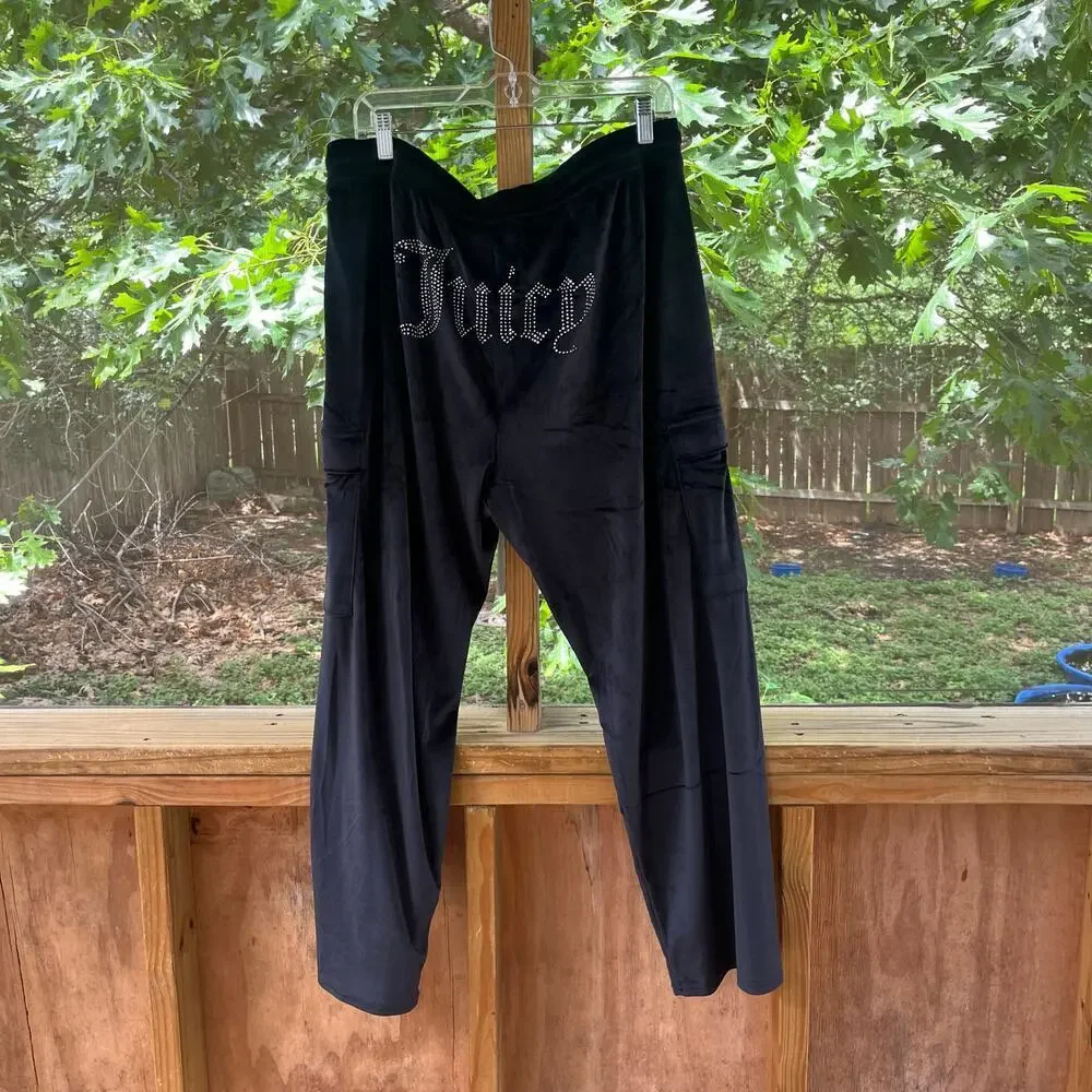 Juicy Couture Women's Y2K Vintage Sleepwear Pants Black Bling Size 1X